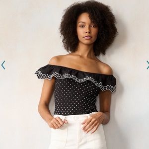 LC Lauren Conrad Black Ruffled Body Suit Size XL